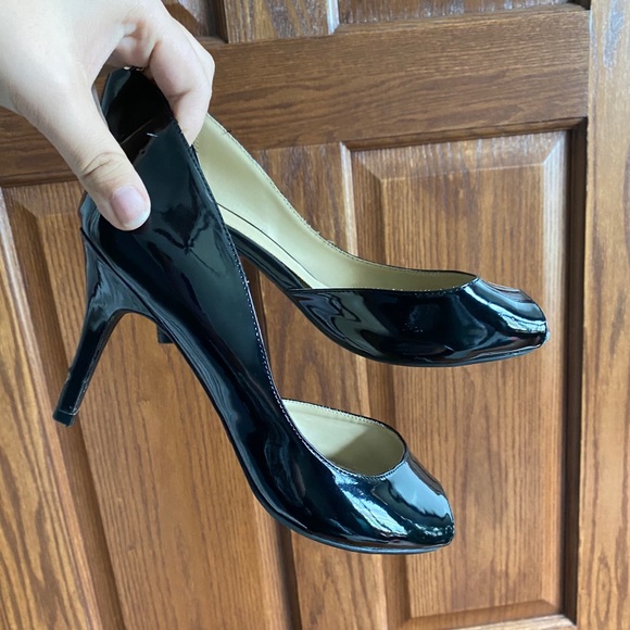 Black Peep Toe Pumps - Picture 1 of 2